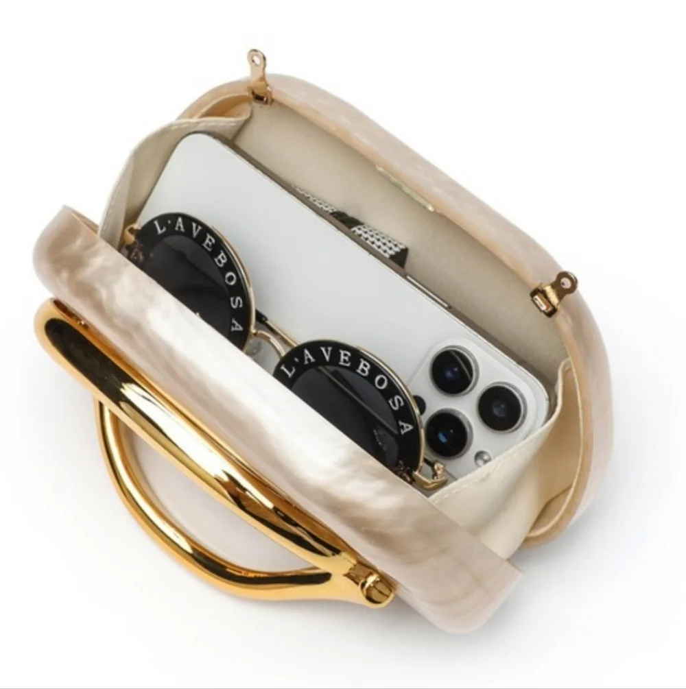 Gold and Cream Clutch with Metallic Accent